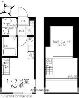 ハーミットクラブハウス和田Ⅱ【2階】の間取り