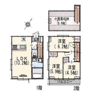 レアソラーナ青葉【1階】の間取り