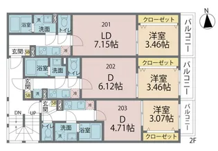 カインドネス本厚木SOUTH【203号室号室】の間取り