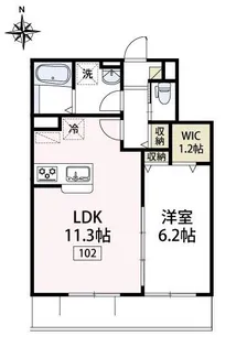 ラヴェンフォート小園【102号室号室】の間取り
