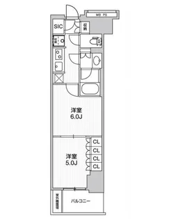 WORVE横浜伊勢佐木町【15階】の間取り
