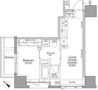 ザ・パークハビオSOHO横浜関内【15階】の間取り