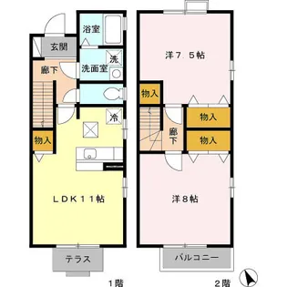 神奈川県横浜市保土ケ谷区峰沢町【テラスハウス】の間取り