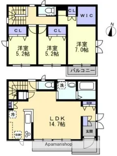 神奈川県藤沢市弥勒寺2丁目【一戸建】の間取り