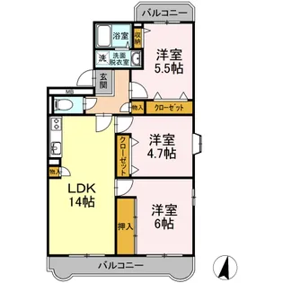 ハビテーションWADAIII【2階】の間取り