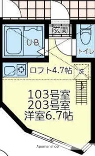 ユナイト新町カミーユ【2階】の間取り
