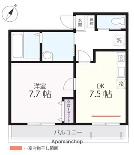 ハーミットクラブハウスサナブルーム生麦【3階】の間取り