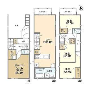 神奈川県川崎市高津区溝口6丁目【一戸建】の間取り