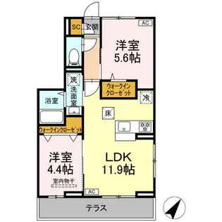 D PAINA 笹下【1階】の間取り