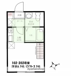 ハーミットクラブハウス石川町KANAテラス2【2階】の間取り
