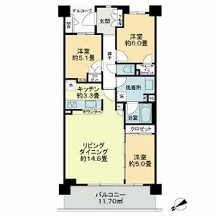 グレーシアパーク仲町台【5階】の間取り