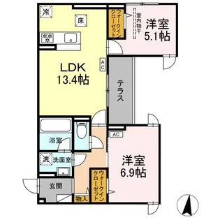D PAINA 子母口II【1階】の間取り