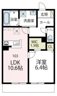 プレシャス北矢名【103号室号室】の間取り