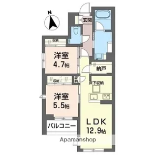 フェール シュヴァル【1階】の間取り
