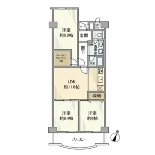 菊名ハイツ1号棟【5階】の間取り
