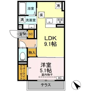D PAINA 千年新町【1階】の間取り