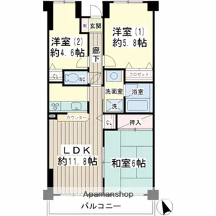 北寺尾大滝マンション【4階】の間取り