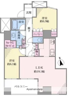 ロイヤルタワー横濱鶴見【22階】の間取り