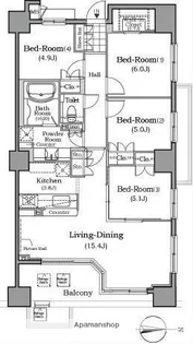 ザ・レジデンス本牧横浜ベイサイド【5階】の間取り