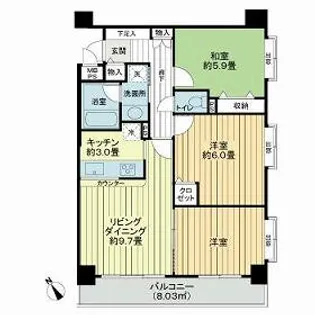 ライオンズマンション洗足池第2【3階】の間取り