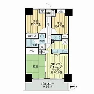 ライオンズプラザ上大岡【9階】の間取り