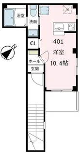 パルテール蒔田【401号室号室】の間取り
