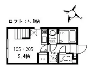 ハーミットクラブハウスキアーヴェ【2階】の間取り