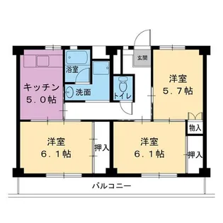 ビレッジハウス下九沢1号棟【3階】の間取り