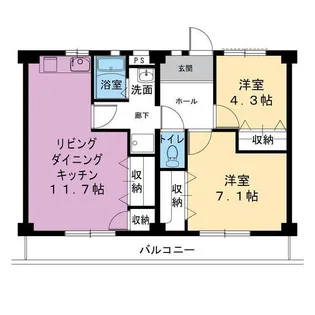 ビレッジハウス不入斗1号棟【5階】の間取り