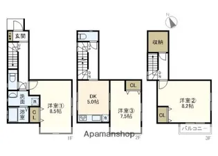 神奈川県横浜市戸塚区吉田町【テラスハウス】の間取り