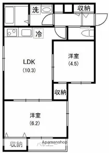メゾンハーモニー【1階】の間取り