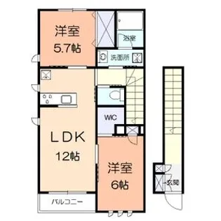 パラシオンS【2階】の間取り