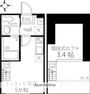 ハーミットクラブハウス日吉K【2階】の間取り