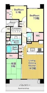 プラウディア栗平Ⅱ【3階】の間取り
