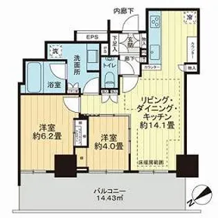 ドレッセタワー武蔵小杉【23階】の間取り
