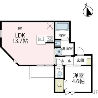 ボワ メゾン【301号室号室】の間取り