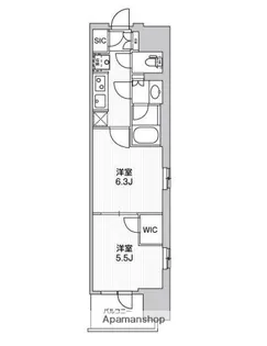 WORVE横浜伊勢佐木町【15階】の間取り