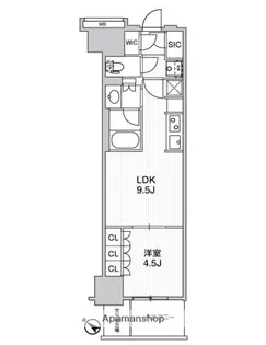WORVE横浜伊勢佐木町【15階】の間取り