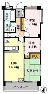 ベルシャイン厚木【3階】の間取り