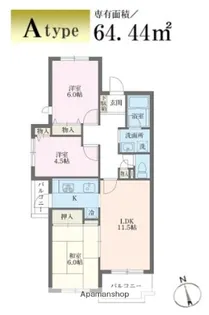 テラス都築中央公園【4階】の間取り