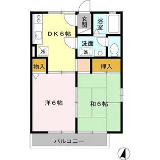 夕陽ケ丘フラッツ【2階】の間取り