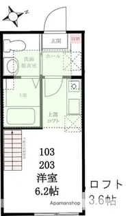 ハーミットクラブハウス石川町KANAテラス2【2階】の間取り
