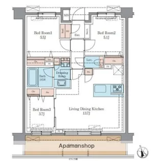 LUXENA+PAWS藤沢【1階】の間取り