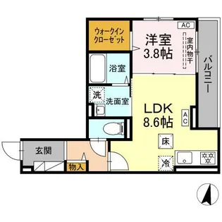 D PAINA 浅田【1階】の間取り