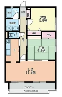 ラ・メール弥勒寺【1階】の間取り