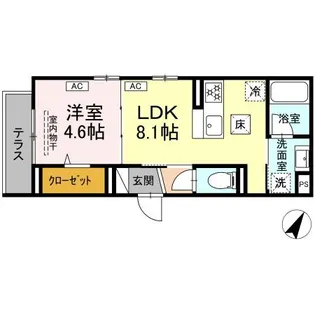 フラクタス南林間【1階】の間取り