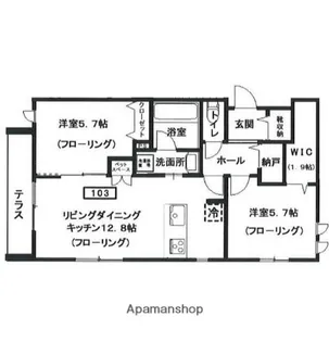 ヘーベルメゾン元住吉【1階】の間取り