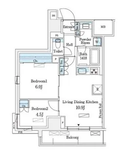パークアクシス横浜伊勢佐木町通り【2階】の間取り