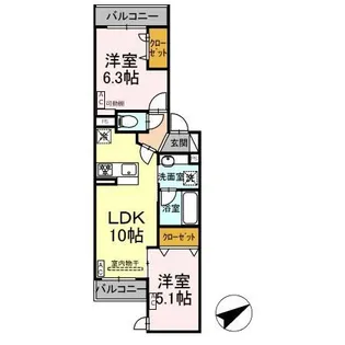 DBless宿河原【3階】の間取り