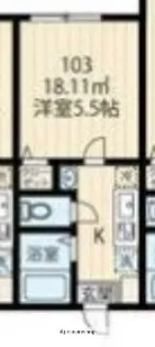 ラフィーネ読売ランド前【1階】の間取り
